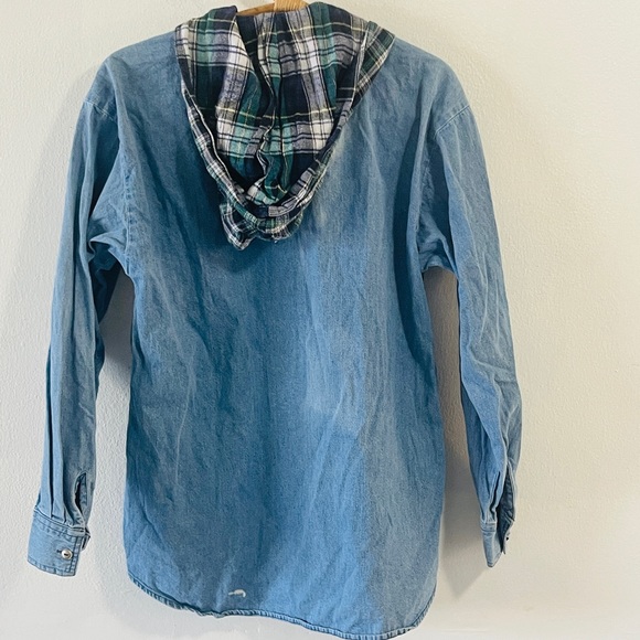 Vintage zip up hoodie with flannel hoodie. - Picture 5 of 6